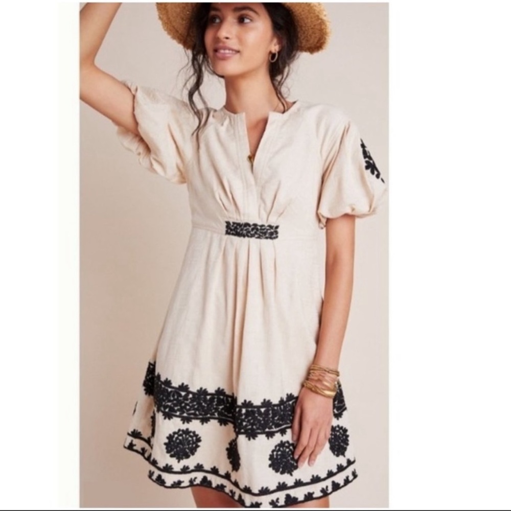 Anthropologie Orla Embroidered boho textured Mini Dress Size 0